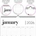 2 x Wall Calendar 2026, 12 Months, 17" x 12" Large Wall Calendar with Hanger, Thick Paper and Spiral Binding. Minimalist Design, Business Style.