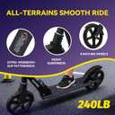 Nattork Kick Scooter for Age 6+ Kids Teens Adults, Max Load 240 LBS, Adjustable Height Foldable with 8" Large Wheels, Anti-Shock Suspension