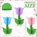 3 Pcs Spring Outdoor Tulip Decorations 3D Large Wooden Tulip Yard Signs Rustic Flower Porch Decorations for Home Spring Party Porch Yard Garden Front Door, 15.75 Inch