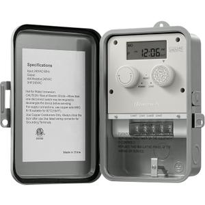 DEWENWILS Outdoor Digital Pool Pump Timer, 3HP 40A 240VAC, 7-Day 12 ON/Off Programmable Timer Switch for Pool Pump, Water Heater, Pool Filter, Landscape Lights, ETL Listed