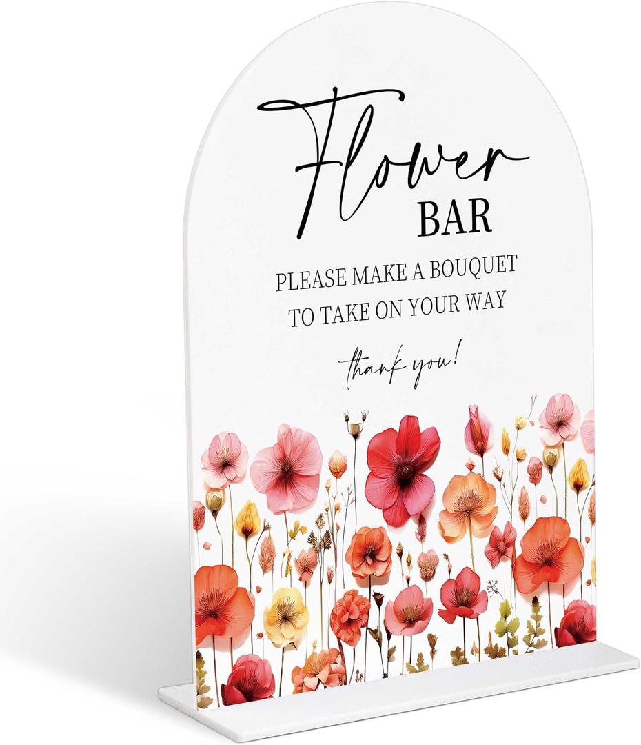 Acrylic Wedding Signs Flower Bar Sign for Ceremony and Reception, 6x8" Arch Acrylic Table Decor, Love Is In Bloom & Baby In Bloom Decorations for Baby Shower Bridal Shower Engagement Party