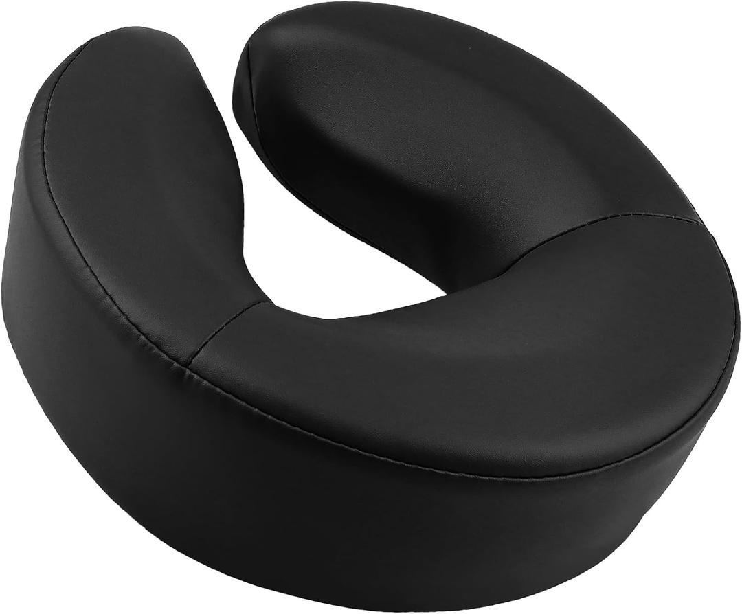 EBANKU Massage Face Cradle Cushion for Massage Tables, Universal Crescent Headrest Face Rest Neck Head Cushion Pillow for Massage Chairs Spa Bed (Black)