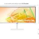Samsung 34 ViewFinity (S65TC) Series Ultra-WQHD 1000R Curved Computer Monitor, HDR10, 100Hz, AMD FreeSync, Thunderbolt 4, Height Adjustable Stand, Built-in Speakers, Eye Care, LS34C650TANXGO, 2024