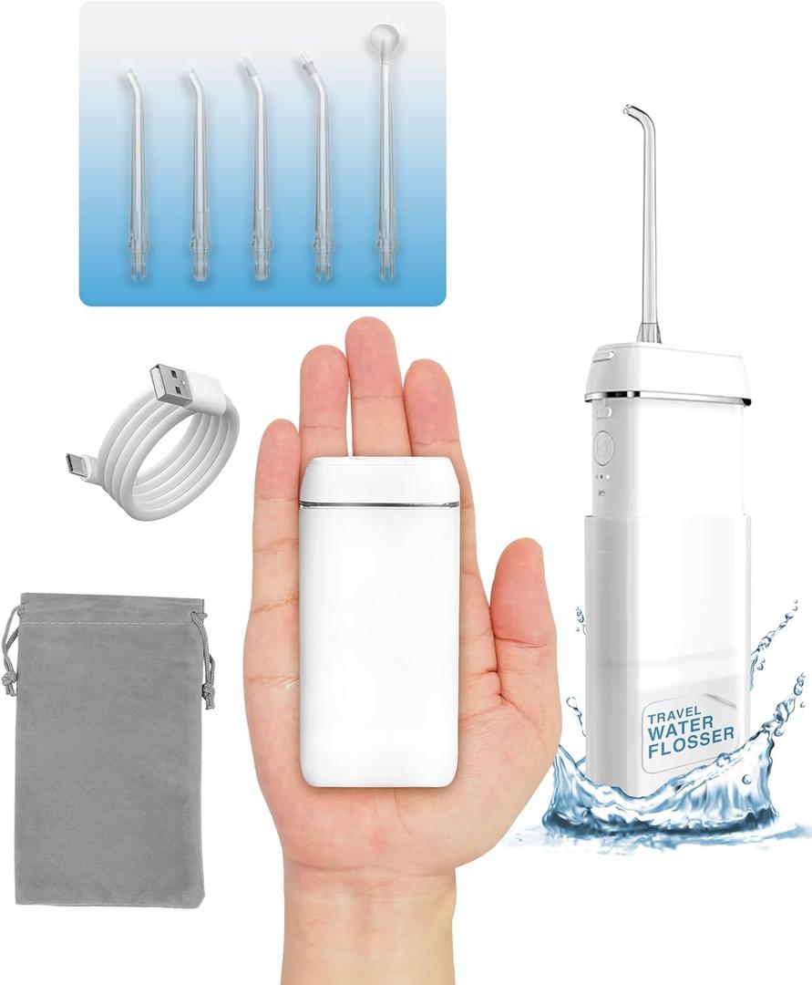Ortho Water Flosser  Cordless, Collapsible Water Flossers for Teeth and Braces, IPX8 Waterproof, Rechargeable Teeth Cleaning Tools, 3 Modes 360 Nozzle, Travel Essentials Flossers for Adults & Kids