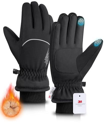 rivmount Winter Gloves with Waterproof, Touchscreen, Warm, Windproof for Women Men, Thermal Snow Glove for Cold Weather Running, Ski, Cycling, Working, Hiking, Driving, Biking, Outdoor (Black ) 3M
