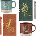 2 Sets Christian Church Gift for Women Men Bulk Christian Coffee Mug 13 oz Ceramic Bible Verse Mug Religious Prayer Notebook Motivational Pen Mother's Day Gift Sunday School Pastor (Boho)