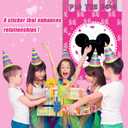 Cute Mouse Birthday Party Decoration Game, pin The Bow on The Mouse with 24 Stickers, Pink Poster Party Favors,Kids Games,Party Games (Pink)