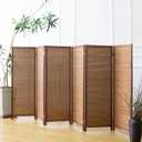 Furnnylane 6 Panel Short Room Divider Screen,Brown Freestanding Partition,Small Bamboo Panel Divider for Room Seperation,3.95 FT Tall