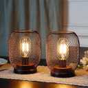 JHY DESIGN Set of 2 Metal Cage LED Lantern Battery Powered,Cordless Accent Light with LED.Great for Weddings,Parties,Patio,Events for Indoors OutdoorsRound Shape