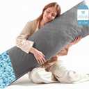 YZ HOME Long Body Pillow for Adults - Firm Body Pillow Insert with Shredded White Memory Foam, Adjustable Height, Soft Support for Side Sleeping, Pregnant Women, Washable (Grey, 20x54 Inch)