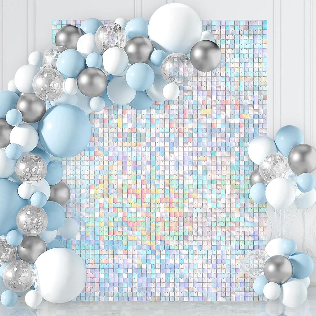 Sequin Wall Backdrop 3ftx6ft Rainbow Silver Glitter Party Photo Backdrop for Wedding Anniversary Birthday Bridal Shower Decorations
