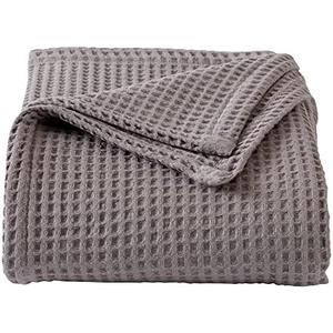 100% Cotton Waffle Weave Bed Blanket | Soft, Breathable, and Lightweight Blanket for All-Season | Perfect for Layering | Brielle Collection (King, Charcoal)