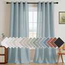 H.VERSAILTEX Living Room Linen Curtains - Semi Sheer, Nickel Grommet, Energy Saving, Light Filtering Window Treatments - Cloud Blue, 2 Panels, 52 x 84 Inch