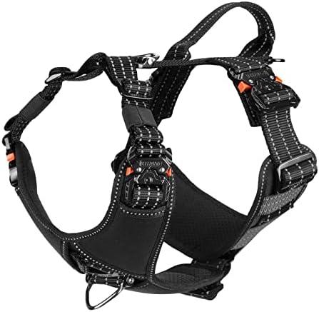 ICEFANG Dog Strap Harness with 4 x Metal Buckles,for Medium Sized Dog,K9 Vest,Y-Shape Chest,Adjustable Pet Harness,No-Pull Front Leash Clip (Medium (Pack of 1), Black)