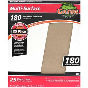 Gator 9" x 11" Multi-Surface Sanding Sheets, 180 Grit, 25 Pack