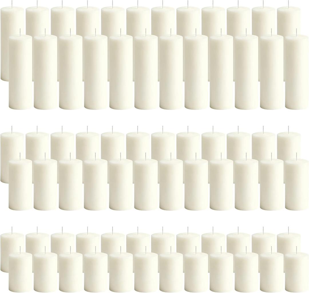 CCXTNQS 72-Pack Ivory White Pillar Candles Bulk Set, 2 x 3/4/6 Inch 3 Size