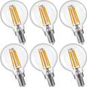 FLSNT G16.5 Dimmable LED Candelabra Bulbs 60W Equivalent, LED E12 Chandelier Light Bulbs, 550LM, CRI90, 5.5W, AC 120V, 6 Pack, 2700K Soft White