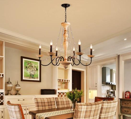 23021 Farmhouse Chandelier Fixtures Lights French Country Style,6 Lights Farmhouse Pendant Light Rustic Chandelier for Bedroom Dining Room Living Room Chain Adjustable