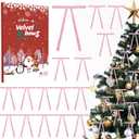 30Pcs Velvet Bows for Christmas Tree - Red Small Christmas Tree Bows, Vintage Ribbon Bows for Garland, Wreath, Fireplace, Door, Gift Wrapping, Holiday Bows Ornaments for Xmas (Pink)