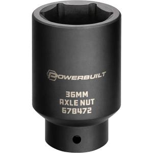 Powerbuilt 1/2-inch Drive Axle Nut Socket, 36mm 6 Point Extra Deep, Remove Front Wheel Drive Axle Shaft Nuts, Pin Hole - 648472, Black