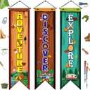 3 Pcs Camping Banners Party Decorations Camping Porch Sign Camper Adventure Door Banners Wall Decor for Camper Adventure Theme Birthday Celebrating Baby Shower Classroom Decorations