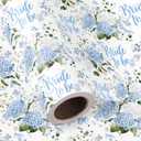 WRAPAHOLIC 30 Inch Wedding Wrapping Paper - 30 Inch x 33 Feet - Bride to be and Hydrangea Floral Wrapping Paper Perfect for Wedding, Bridal Shower, Birthday, Tea Party