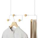 Umbra Estique Over The Door Coat Rack & Multi-Use Organizer, for Coats, Bags, Hats & More, Small, White/Natural