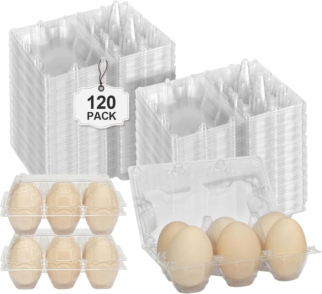 Pintuson Large 120 Pack Jumbo Egg Carton - 6 Count Duck Cartons Bulk - Exact Large Half Dozen