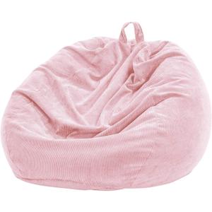 Nobildonna 3 ft Bean Bag Chair Cover (No Filler) 35"43" Large Stuffed Animal Storage Bean Bag Washable Big Beanbag Chair Cover Premium Corduroy Stuffable Bean Bag Cover for Adults, Kids, Pink 300L