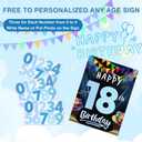 Jetec 22 Pcs Happy Birthday Yard Sign with Stake, 16 Inch Personalized Age Sign with 30 Number Sticker and LED Lights(No Battery) for Outdoor Garden Lawn Decorations Party Supplies(Gradient Blue)