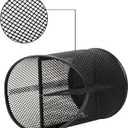 2 Pack Pen Holder Mesh Round Pencil Holder Desktop Organizer 3 Compartments, Black
