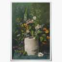 Floral Bathroom Canvas Wall Art - Green Flowers Aesthetic Poster - Moody Wildflowers Botanical Print - Toilet Paper Roll with Plants Picture - Bathroom Calming Wall Art - 16x24inch Unframed (16L" x 24W")