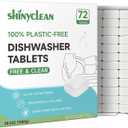 100% Plastic-Free Dishwasher Tablets, Free & Clear, 72 Count