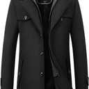 chouyatou Men's Winter Stylish Wool Blend Single Breasted Military Peacoat (XX-Large, Black)