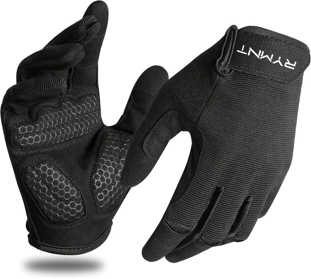 RYMNT Full Fingers Workout Gloves for Women & Men - Gym Gloves with Extra Grip Foam Padding & Anti-Slip for Fitness, Training & Cycling. Black - Small