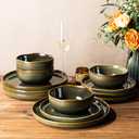TheTerra Ceramic Dinnerware Set for 6, 18-Piece Plates and Bowls Set