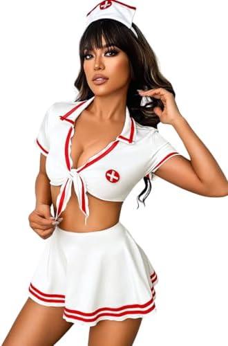Kaei&Shi Nurse Cosplay Outfits For Women,Role Playing Lingerie Halloween Costumes, M