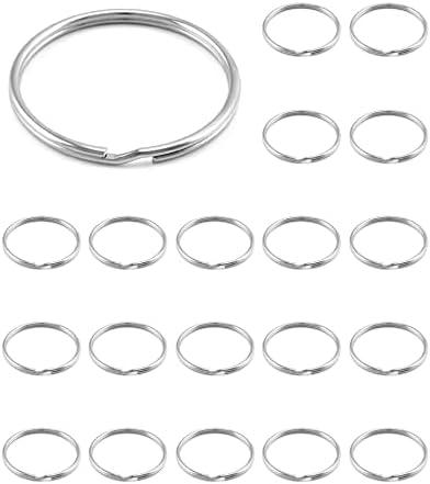 QWORK Key Ring, Set of 20, 2 Inch Large Open Key Ring - Sturdy Key Chain Ring for Keychain and Crafts