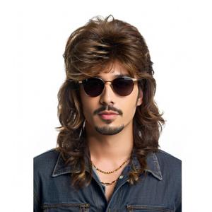 Mullet Wigs for Men Joe Dirt Emo Wig 80s Costumes Fancy Party Accessory Cosplay Wig Halloween Man x (Medium Brown)