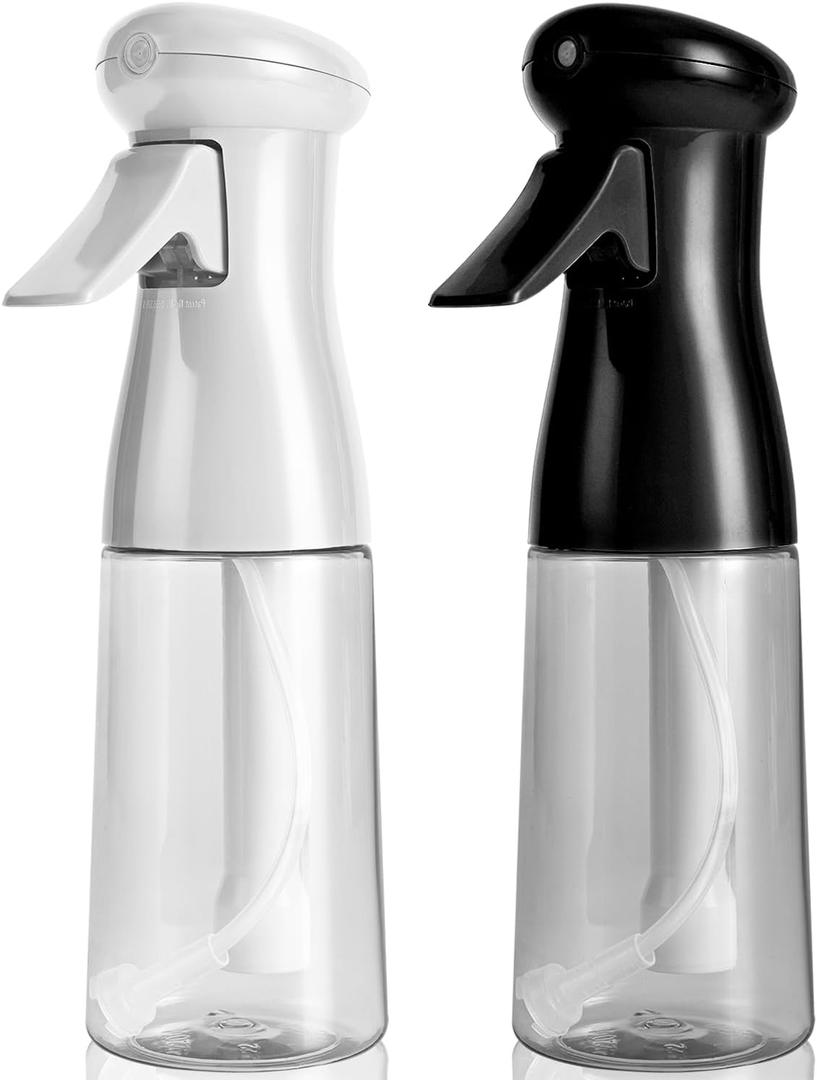 Bealee Spray Bottle For Hair, Continuous Mister Empty Spray Bottles, Ultra Fine Mist Water Sprayer for Hairstyling, Cleaning, Plants, Pets, Barbers, Salons, Essential Oil Scents - 2 Pack 6.8 OZ