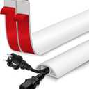 Floor Cord Cover for Wires on Floor Self Adhesive Cord Hider Floor Cable Management Wire Covers for Cords Protector Prevent Cable Trips Cord Cavity W 0.47" x H 0.27", White, 3.3Ft