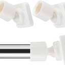 Shower Rod Holders for Wall - Angled 25mm Bracket & Rotation Knob Set, Includes Screws & Plugs for Sloped Ceiling (2, White)