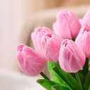 30 Pcs Pink Tulips Artificial Flowers Fake Tulips Fake Tulip Flowers Real Touch 13" Silk Flower for Bulk Home Kitchen Wedding Party Valentine's Mother's Decorations(Pink)