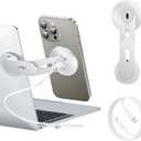 Laptop Phone Holder, Magnetic Phone Stand 15W Fast Wireless Charger for MagSafe for iPhone 17/16/15/14/13/12 & All Phones for Tesla (Silver)