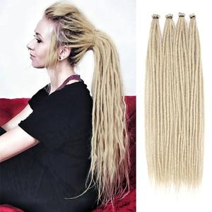 Kraler Dreadlock Extensions, 22" 613 Blonde Synthetic Crochet Dreads Extensions 100% Handmade Single Ended Dreads Thin 0.6cm Width Reggae Style Dreadlock for Girls(10 Strands)