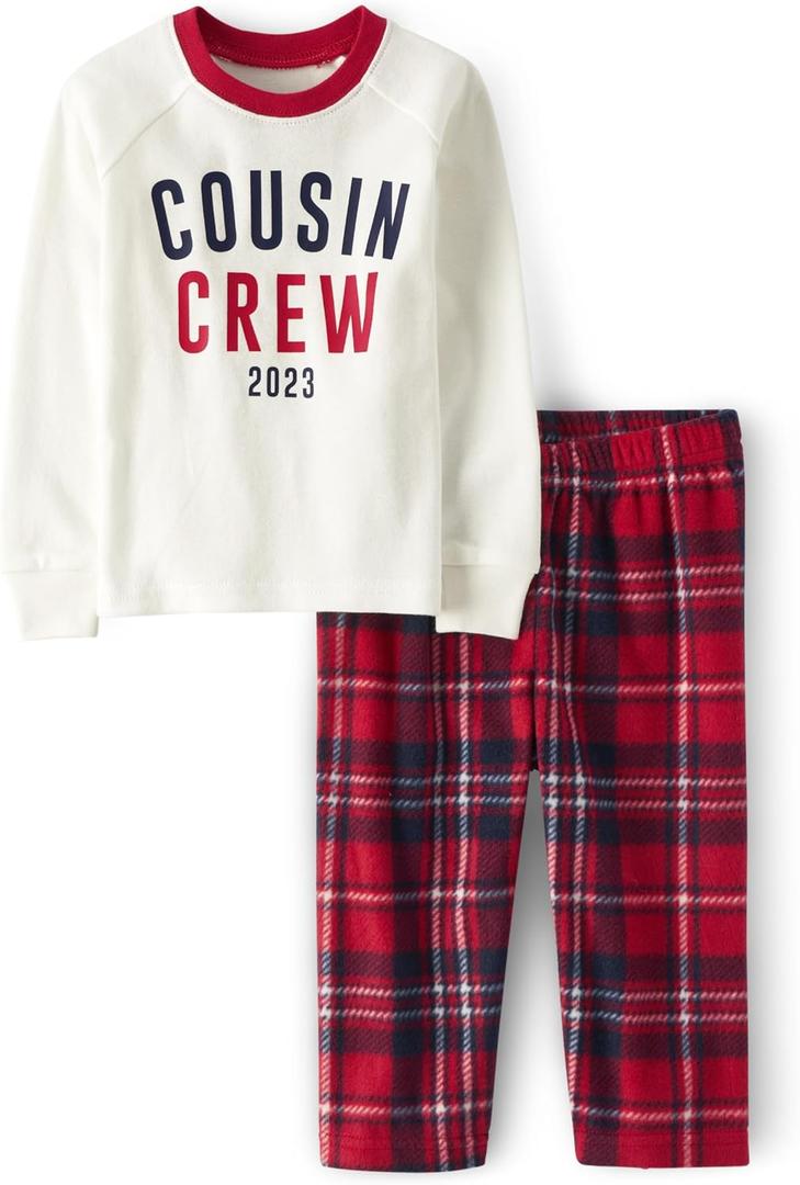 The Children's Place unisex-baby And Kids, Sibling Matching, Christmas Pajama Sets, Fleece (Red)