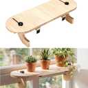 1 Pcs Natural Window Sill Plant Shelf for Plants 21.7 x 7.1 x 5.9 Inch Windowsill Extender Window Plant Floating Shelves No Drilling Wooden Bracket for Cat Perch Planters (Rounded Corner)