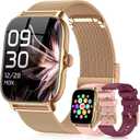 Smart Watches for Women Men (Make/Answer Calls), Steps Counter Fitness Watch for Android iPhone with 120+ Sports, IP68 Waterproof, Sleep Calorie Monitor, Pedometer (Gold)