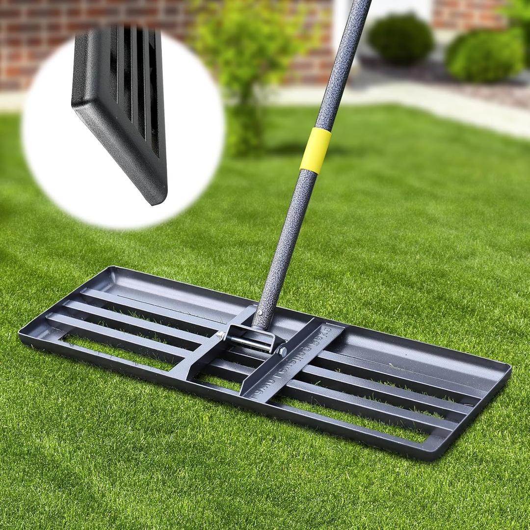 Lawn Leveling Rake,30x10 Inch Ground Plate,72 Inch Adjustable Long Handle Yard Level Tool with Curved Edge,Heavy Duty Large Landscaping Lawn Leveler for Grass, Golf Field, Soil Sand Dirt Spreader