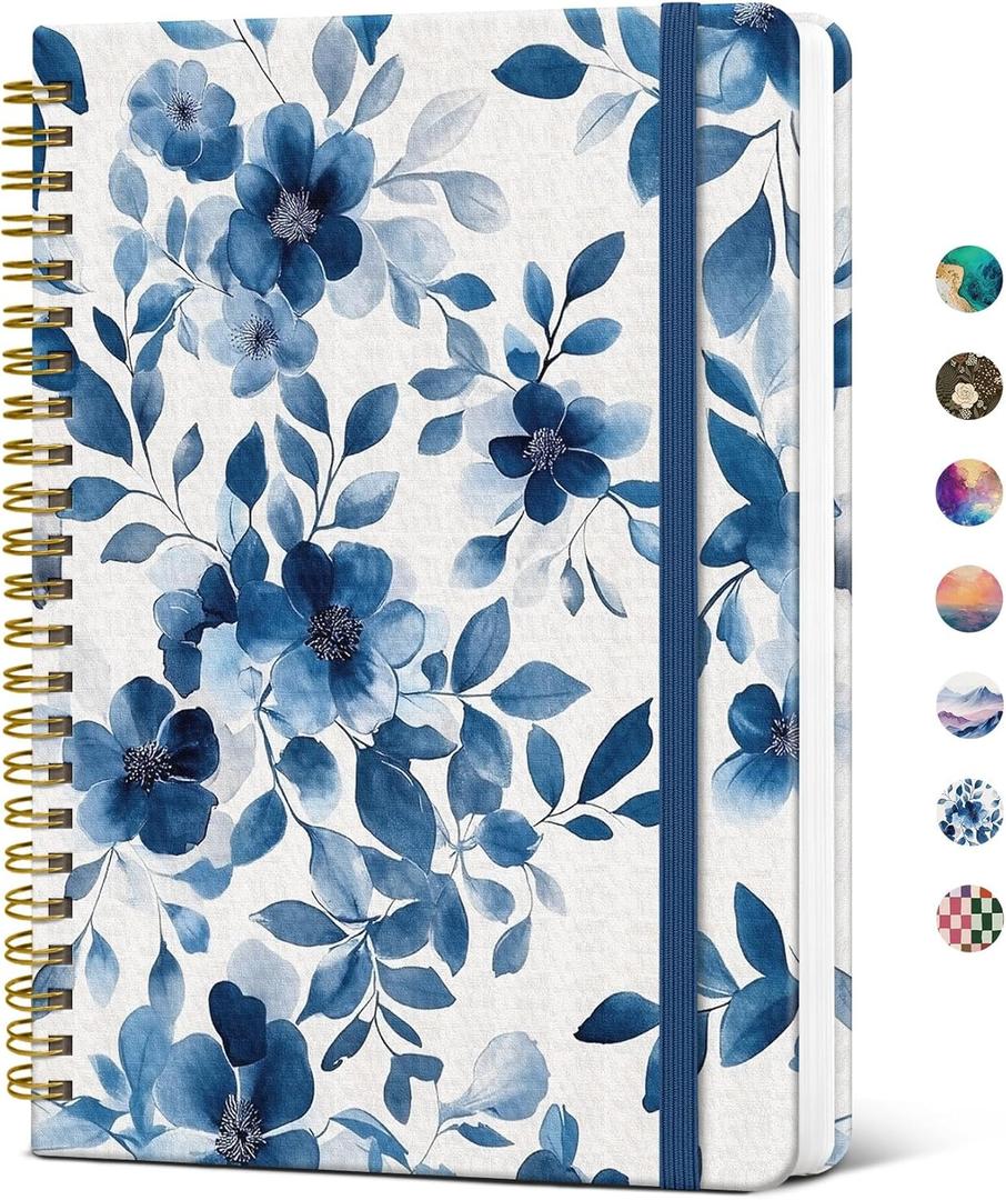 Taja Lined Spiral Journal Notebook for Women, A5 Cute College Ruled Hardcover Notebook for Work & Note Taking, Pretty Journal for Writing, 140 Pages, Watercolor Petal